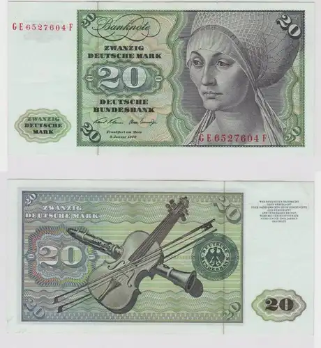T148176 Banknote 20 DM Deutsche Mark Ro. 271b Schein 2.Jan. 1970 KN GE 6527604 F
