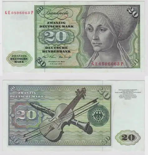 T148175 Banknote 20 DM Deutsche Mark Ro. 271b Schein 2.Jan. 1970 KN GE 0806063 P