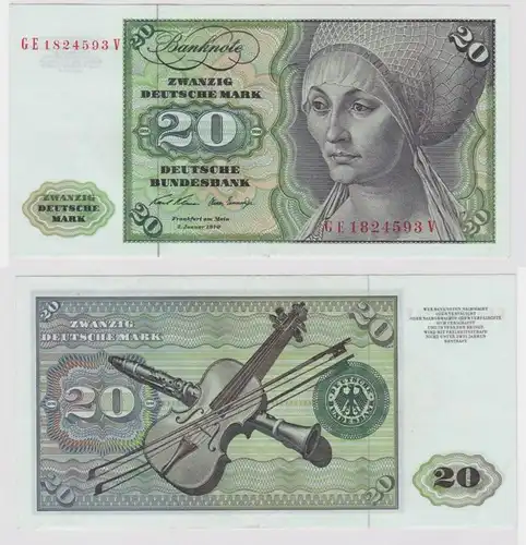 T148173 Banknote 20 DM Deutsche Mark Ro. 271b Schein 2.Jan. 1970 KN GE 1824593 V