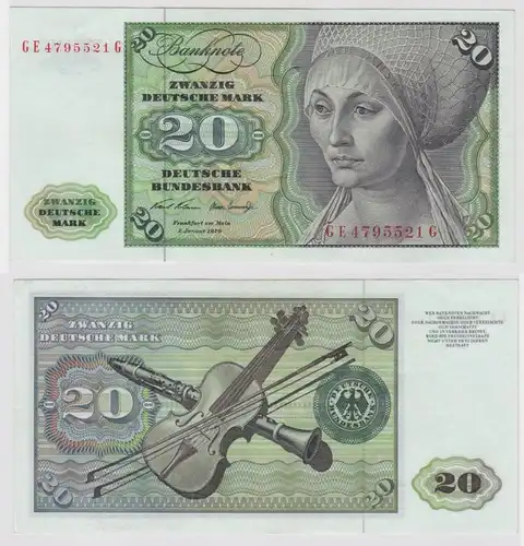 T148171 Banknote 20 DM Deutsche Mark Ro. 271b Schein 2.Jan. 1970 KN GE 4795521 G