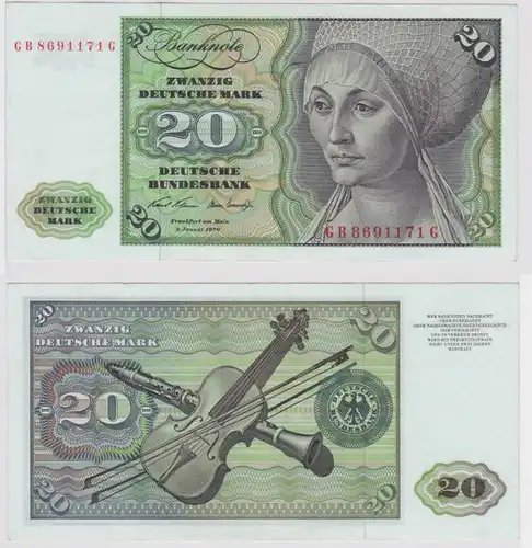 T148169 Banknote 20 DM Deutsche Mark Ro. 271a Schein 2.Jan. 1970 KN GB 8691171 G