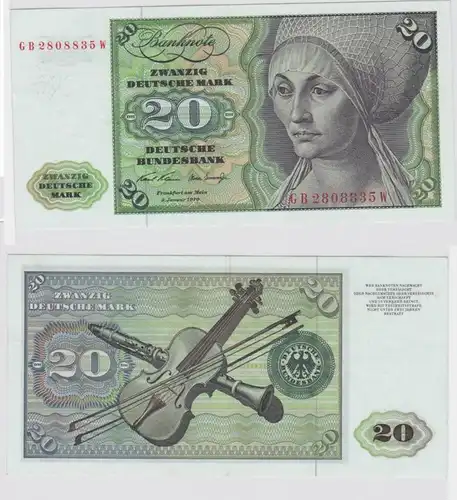 T148166 Banknote 20 DM Deutsche Mark Ro. 271a Schein 2.Jan. 1970 KN GB 2808835 W