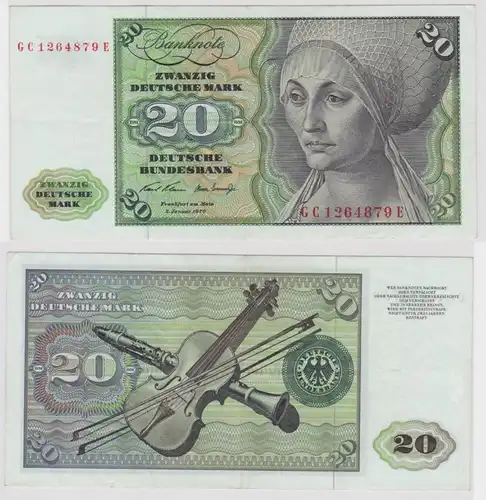 T148165 Banknote 20 DM Deutsche Mark Ro. 271a Schein 2.Jan. 1970 KN GC 1264879 E