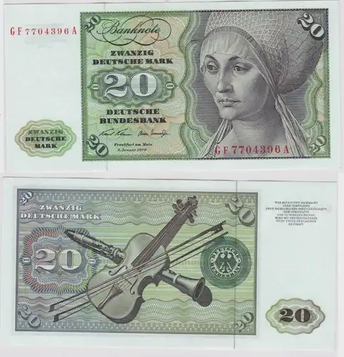 T148159 Banknote 20 DM Deutsche Mark Ro. 271b Schein 2.Jan. 1970 KN GF 7704396 A
