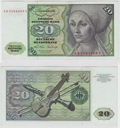 T148155 Banknote 20 DM Deutsche Mark Ro. 271a Schein 2.Jan. 1970 KN GB 3394488 Z