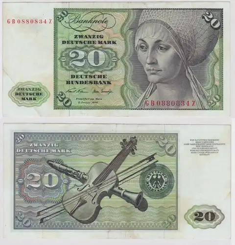 T148154 Banknote 20 DM Deutsche Mark Ro. 271a Schein 2.Jan. 1970 KN GB 0880834 Z