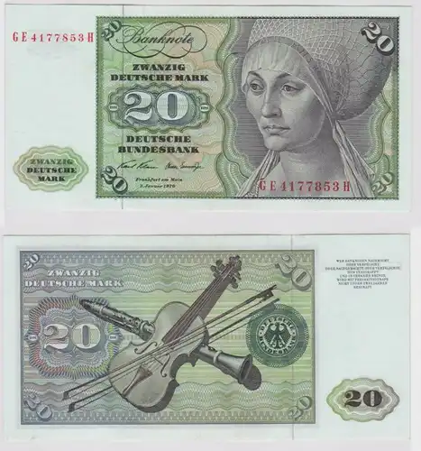 T148131 Banknote 20 DM Deutsche Mark Ro. 271b Schein 2.Jan. 1970 KN GE 4177853 H