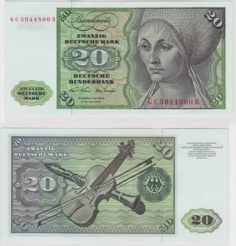 T148126 Banknote 20 DM Deutsche Mark Ro. 271a Schein 2.Jan. 1970 KN GC 5944800 B