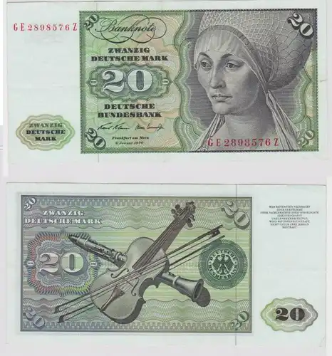 T148123 Banknote 20 DM Deutsche Mark Ro. 271b Schein 2.Jan. 1970 KN GE 2898576 Z