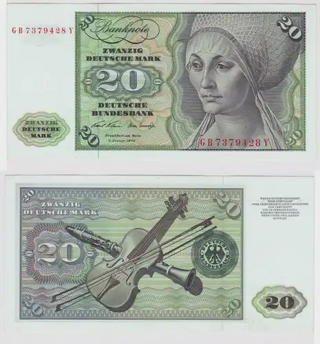 T148100 Banknote 20 DM Deutsche Mark Ro. 271a Schein 2.Jan. 1970 KN GB 7379428 Y