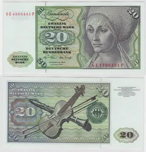T148027 Banknote 20 DM Deutsche Mark Ro. 271b Schein 2.Jan. 1970 KN GE 4398431 P
