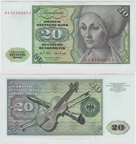 T148009 Banknote 20 DM Deutsche Mark Ro. 271a Schein 2.Jan. 1970 KN GC 9193037 C