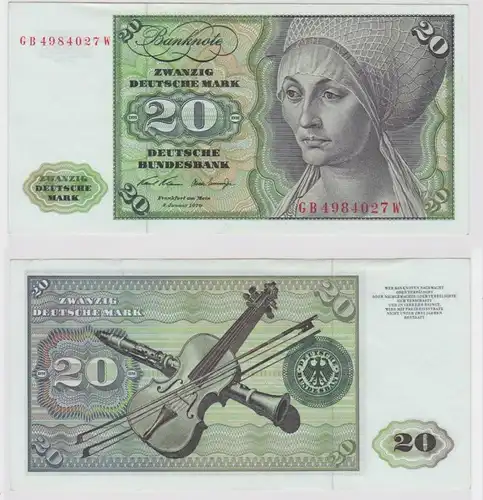 T147996 Banknote 20 DM Deutsche Mark Ro. 271a Schein 2.Jan. 1970 KN GB 4984027 W