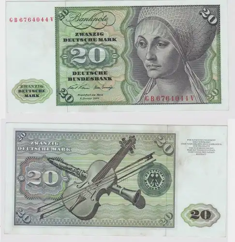 T147995 Banknote 20 DM Deutsche Mark Ro. 271a Schein 2.Jan. 1970 KN GB 6764044 V