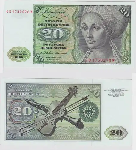T147991 Banknote 20 DM Deutsche Mark Ro. 271a Schein 2.Jan. 1970 KN GB 4750276 W