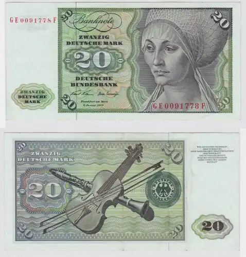 T147986 Banknote 20 DM Deutsche Mark Ro. 271b Schein 2.Jan. 1970 KN GE 0091778 F