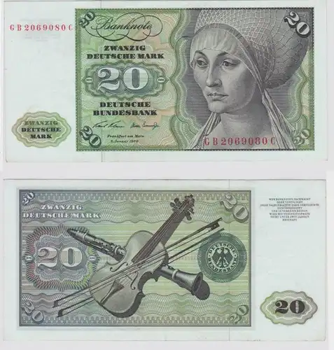 T147985 Banknote 20 DM Deutsche Mark Ro. 271a Schein 2.Jan. 1970 KN GB 2069080 C