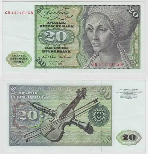 T147984 Banknote 20 DM Deutsche Mark Ro. 271a Schein 2.Jan. 1970 KN GB 4474015 W