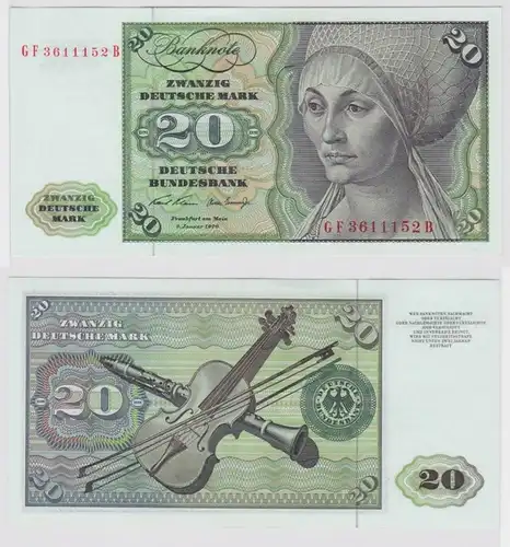 T147979 Banknote 20 DM Deutsche Mark Ro. 271b Schein 2.Jan. 1970 KN GF 3611152 B