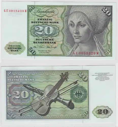 T147976 Banknote 20 DM Deutsche Mark Ro. 271b Schein 2.Jan. 1970 KN GE 0058429 W