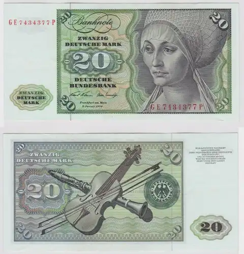 T147974 Banknote 20 DM Deutsche Mark Ro. 271b Schein 2.Jan. 1970 KN GE 7434377 P