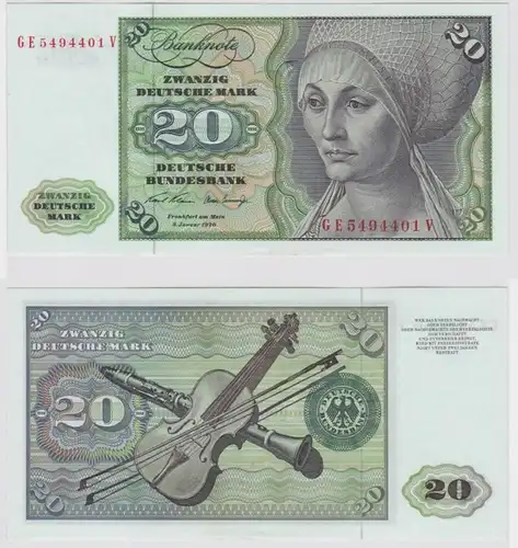 T147973 Banknote 20 DM Deutsche Mark Ro. 271b Schein 2.Jan. 1970 KN GE 5494401 V