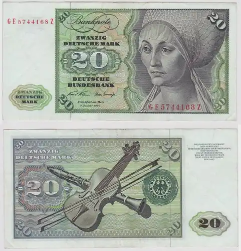 T147972 Banknote 20 DM Deutsche Mark Ro. 271b Schein 2.Jan. 1970 KN GE 5744168 Z