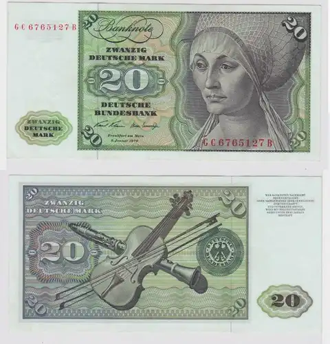 T147969 Banknote 20 DM Deutsche Mark Ro. 271a Schein 2.Jan. 1970 KN GC 6765127 B