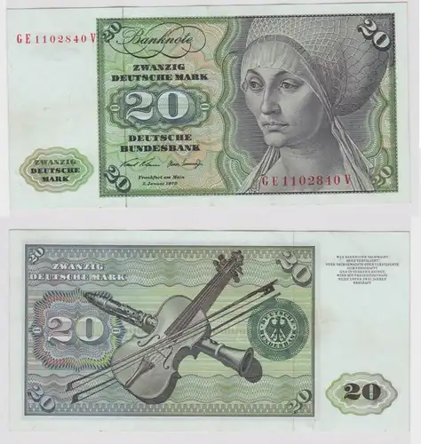 T147962 Banknote 20 DM Deutsche Mark Ro. 271b Schein 2.Jan. 1970 KN GE 1102840 V