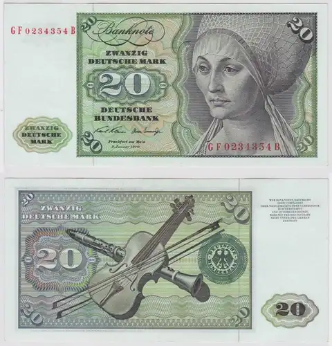 T147961 Banknote 20 DM Deutsche Mark Ro. 271b Schein 2.Jan. 1970 KN GF 0234354 B