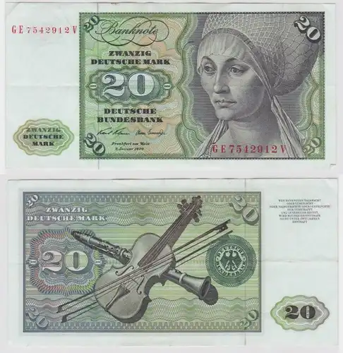 T147954 Banknote 20 DM Deutsche Mark Ro. 271b Schein 2.Jan. 1970 KN GE 7542912 V