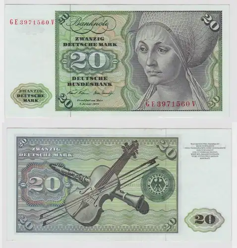 T147953 Banknote 20 DM Deutsche Mark Ro. 271b Schein 2.Jan. 1970 KN GE 3971560 V