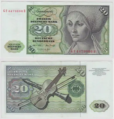 T147950 Banknote 20 DM Deutsche Mark Ro. 271b Schein 2.Jan. 1970 KN GF 4479096 B