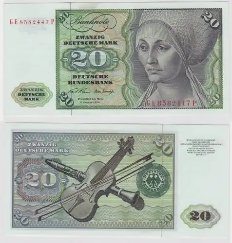 T147949 Banknote 20 DM Deutsche Mark Ro. 271b Schein 2.Jan. 1970 KN GE 8582447 P