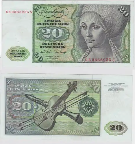T147946 Banknote 20 DM Deutsche Mark Ro. 271a Schein 2.Jan. 1970 KN GB 9366255 S