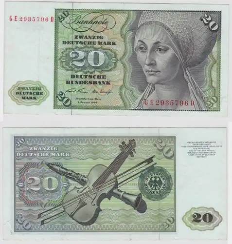 T147944 Banknote 20 DM Deutsche Mark Ro. 271b Schein 2.Jan. 1970 KN GE 2935796 D
