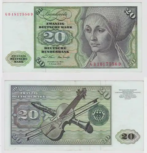 T147942 Banknote 20 DM Deutsche Mark Ro. 271a Schein 2.Jan. 1970 KN GB 1817556 D