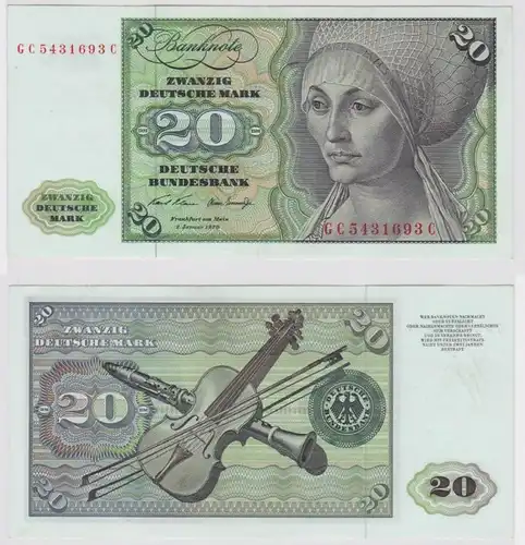 T147941 Banknote 20 DM Deutsche Mark Ro. 271a Schein 2.Jan. 1970 KN GC 5431693 C