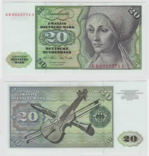 T147939 Banknote 20 DM Deutsche Mark Ro. 271a Schein 2.Jan. 1970 KN GB 0022771 S