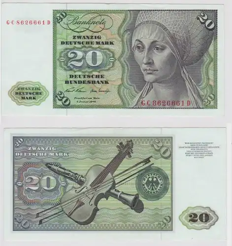 T147938 Banknote 20 DM Deutsche Mark Ro. 271a Schein 2.Jan. 1970 KN GC 8626661 D