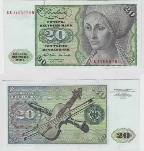 T147937 Banknote 20 DM Deutsche Mark Ro. 271b Schein 2.Jan. 1970 KN GE 4198976 G