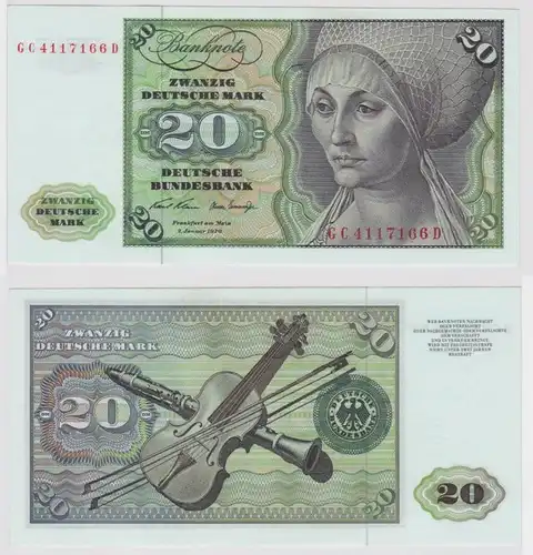 T147933 Banknote 20 DM Deutsche Mark Ro. 271a Schein 2.Jan. 1970 KN GC 4117166 D