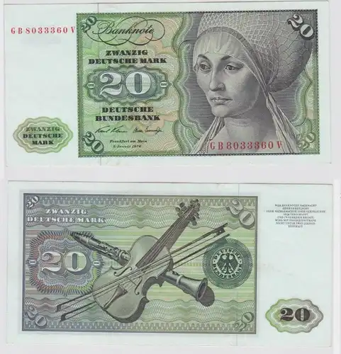 T147932 Banknote 20 DM Deutsche Mark Ro. 271a Schein 2.Jan. 1970 KN GB 8033360 V