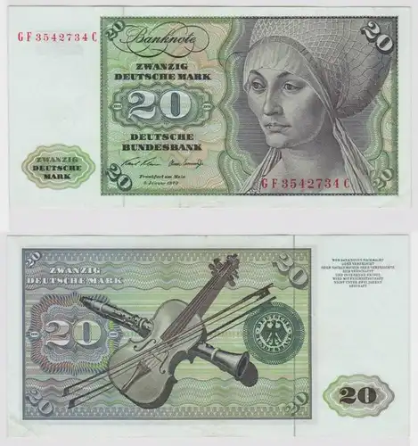 T147931 Banknote 20 DM Deutsche Mark Ro. 271b Schein 2.Jan. 1970 KN GF 3542734 C