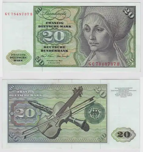 T147930 Banknote 20 DM Deutsche Mark Ro. 271a Schein 2.Jan. 1970 KN GC 7848737 B
