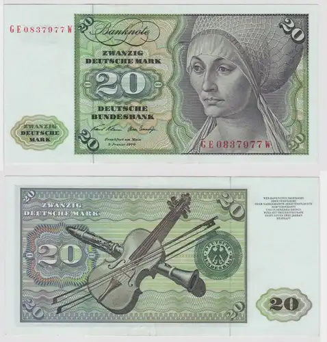 T147929 Banknote 20 DM Deutsche Mark Ro. 271b Schein 2.Jan. 1970 KN GE 0837977 W