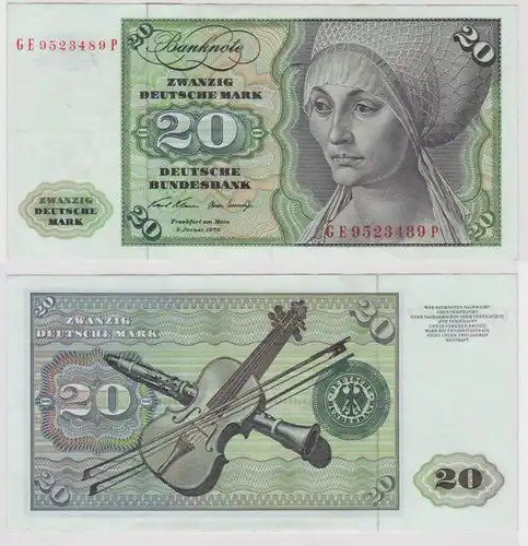 T147928 Banknote 20 DM Deutsche Mark Ro. 271b Schein 2.Jan. 1970 KN GE 9523489 P