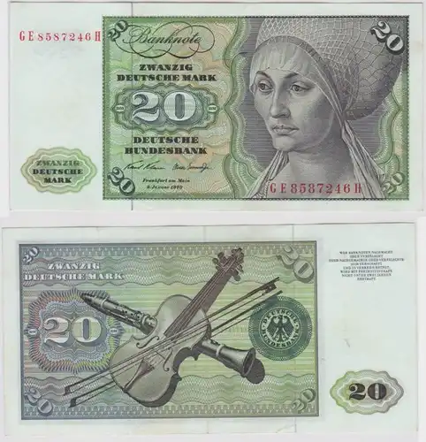 T147926 Banknote 20 DM Deutsche Mark Ro. 271b Schein 2.Jan. 1970 KN GE 8587246 H
