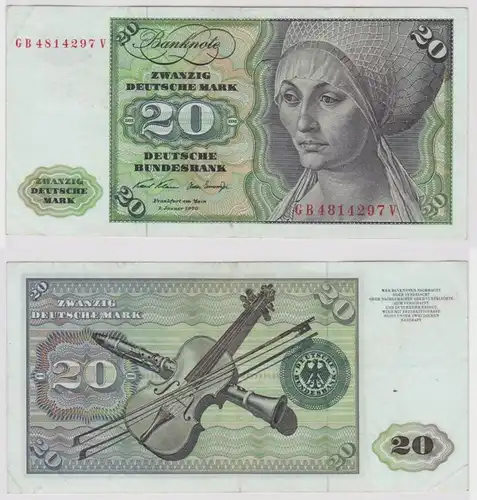 T147925 Banknote 20 DM Deutsche Mark Ro. 271a Schein 2.Jan. 1970 KN GB 4814297 V