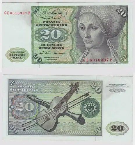 T147924 Banknote 20 DM Deutsche Mark Ro. 271b Schein 2.Jan. 1970 KN GE 6016307 P